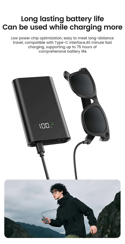 CyanVue AI Smart Glasses 8MP Camera Glasses with Music & Call Features