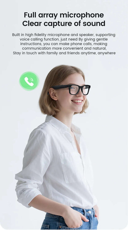 CyanVue AI Smart Glasses 8MP Camera Glasses with Music & Call Features